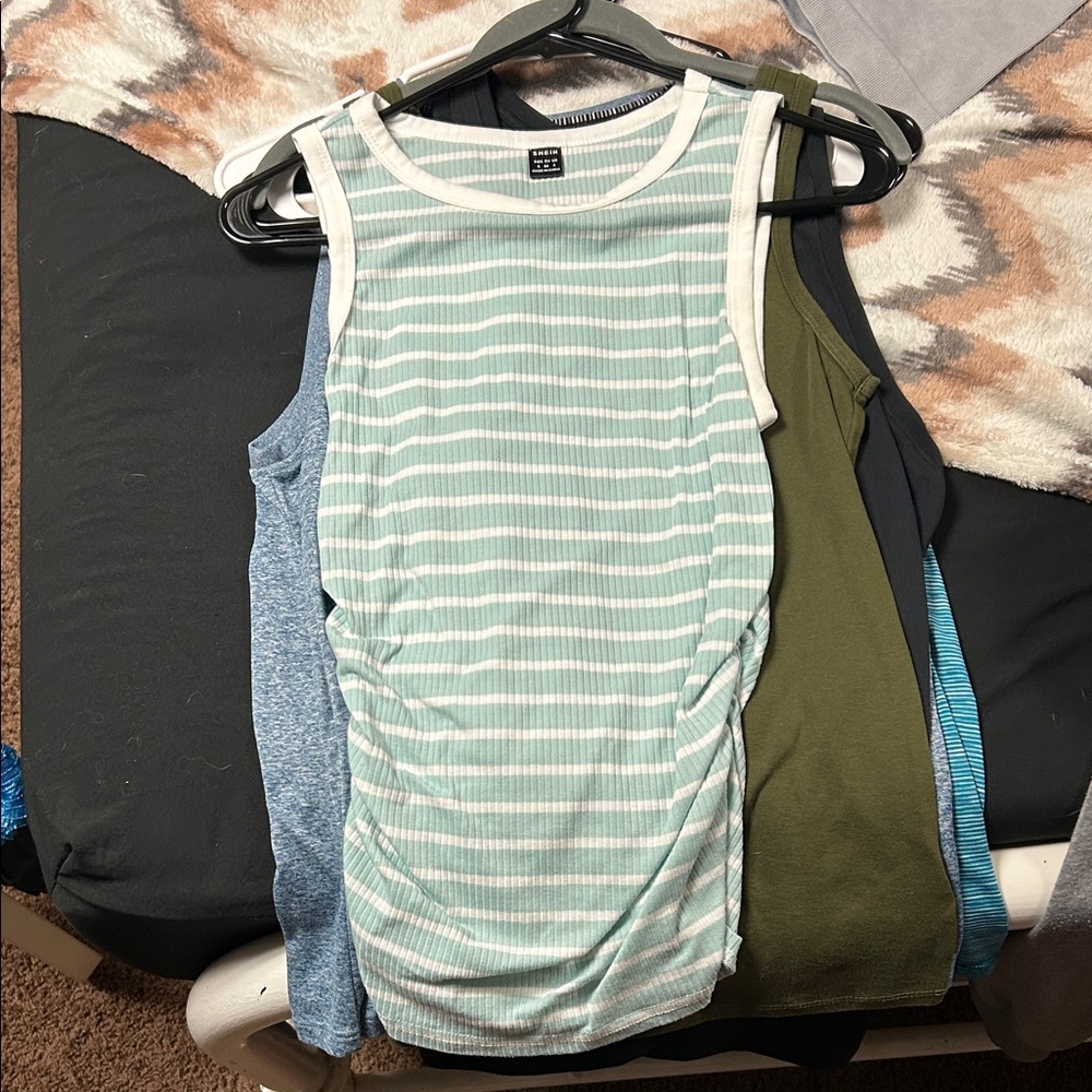 SHEIN Mint Green Striped Tank Top